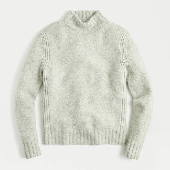 J Crew Mockneck Sweater in Supersoft Yarn in 'Heather Dusk' (light warm grey) - Picture 1 of 10